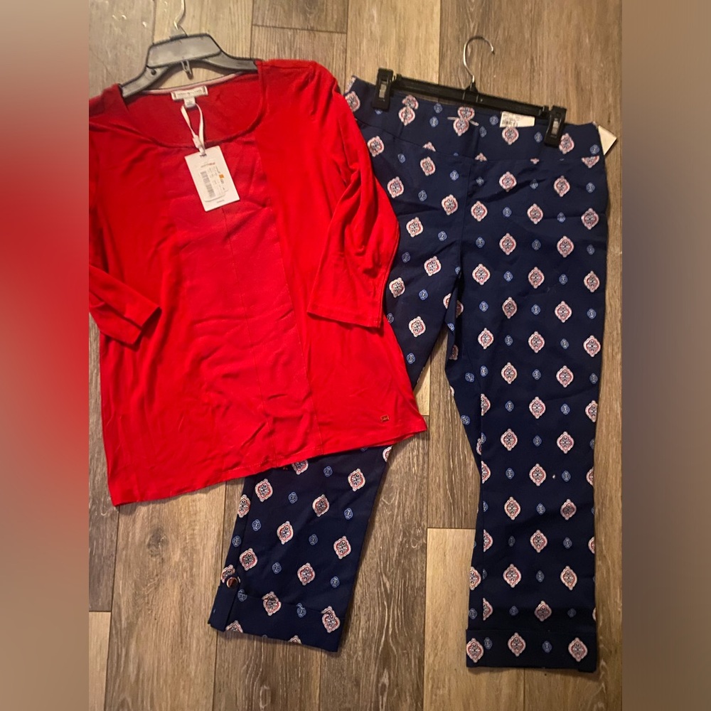Women’s size S/M cropped set Tommy top Dana Buchman cropped pants-NWT